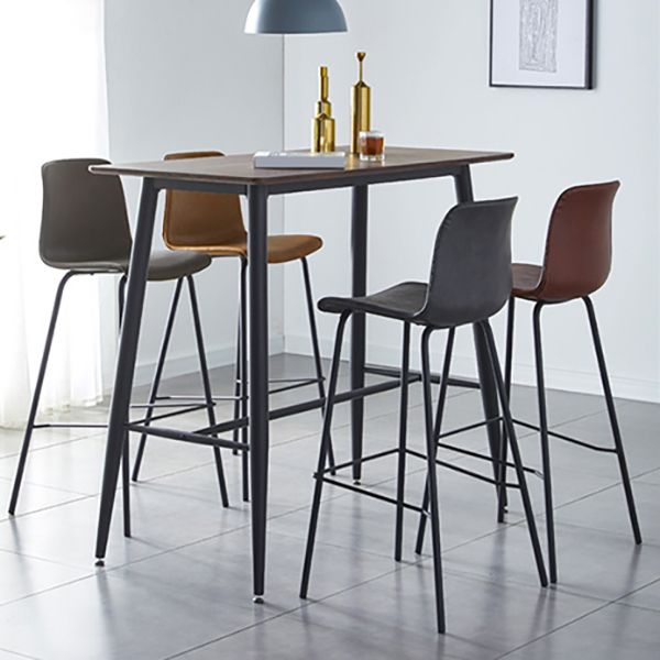 Modern Backrest Armless Counter Stool Metal Cafe Bar Stool with Leather Cushion