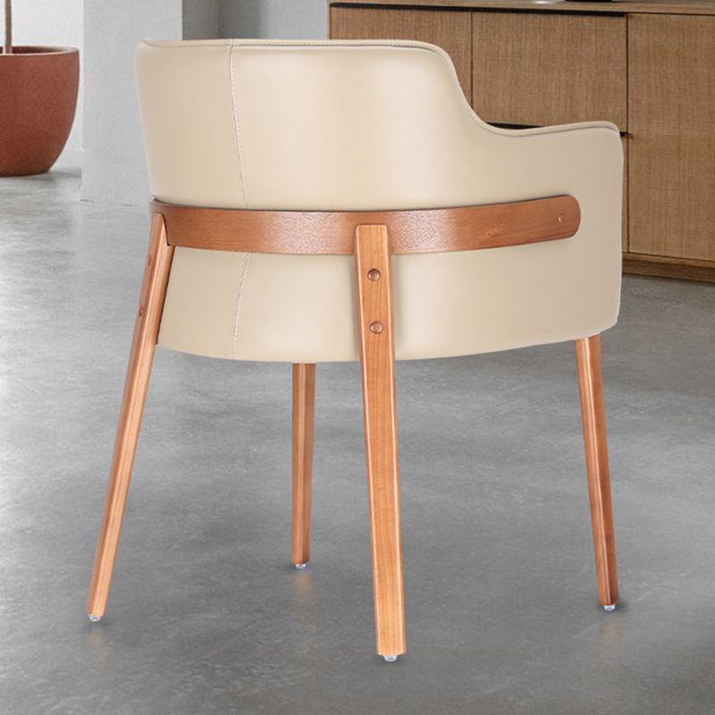 Modern Simple Arm Chair Wooden Base Dining Arm Chair for Living Room