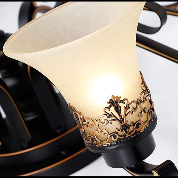 Gloire du matin rétro à chasse d'eau du mont Chandelier en verre givré semi-luxuelle en noir