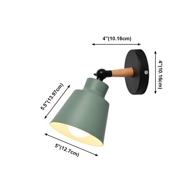 Lámpara de pared geométrica de madera de pared de la pared nórdica nórdica moderna con sombra de hierro forjado