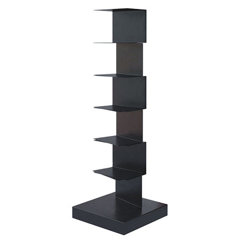 Modern Metal Bookshelf Geometric Vertical Closed Back Bookcase in Burnish