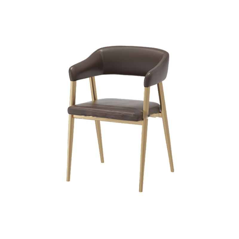 Faux Leather Kitchen Dining Chairs Upholstered Arm Chairs with Metal Base