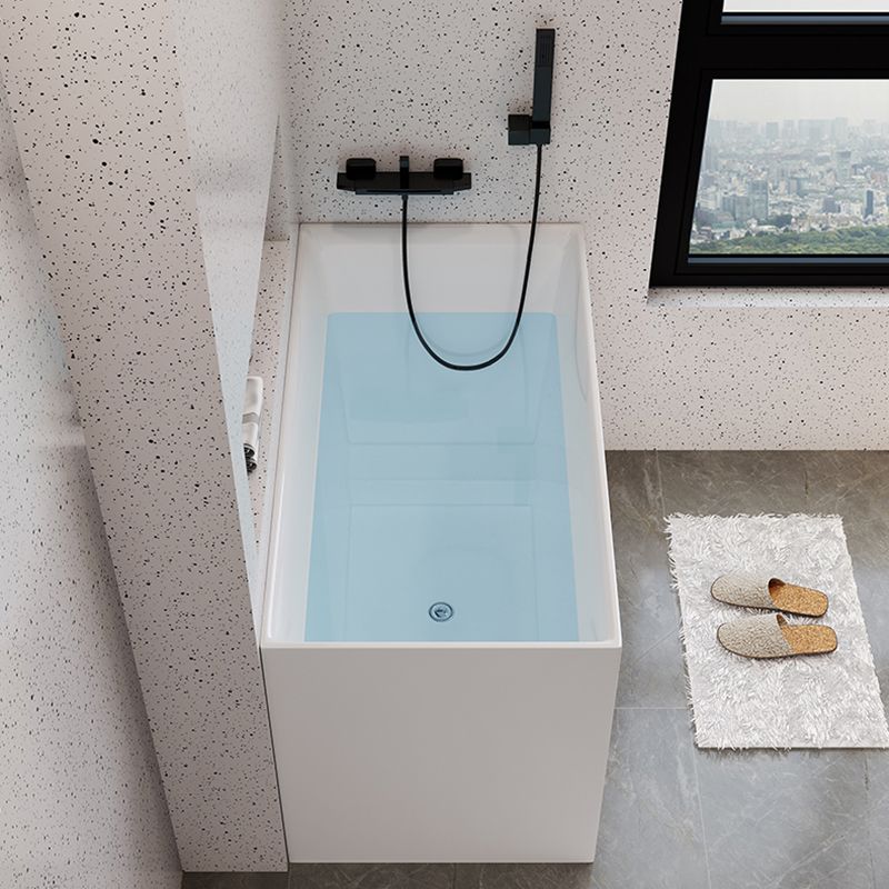 White Acrylic Bathtub Freestanding Soaking Rectangular Modern Bath