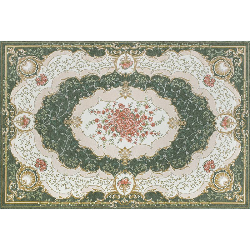 Blütenmuster Teppich Polyester Retro-Fläche Teppich Anti-Rutsch-Rutschmaschine Waschbare Innenteppich für Schlafzimmer