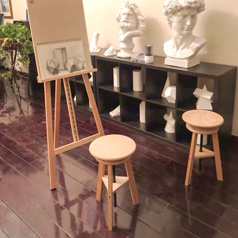 Adjustable Counter Bar Stool Contemporary Armless Wood Bar Stool for Painting Studio