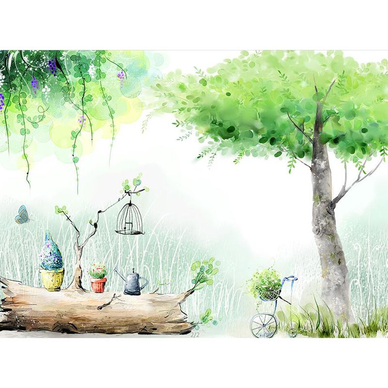 Botanical Mural Wallpaper Pastel Color Contemporary Wall Covering for Living Room