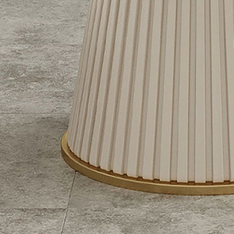 Sintered Stone Top Round Dining Table Modern White Metal Pedestal Table