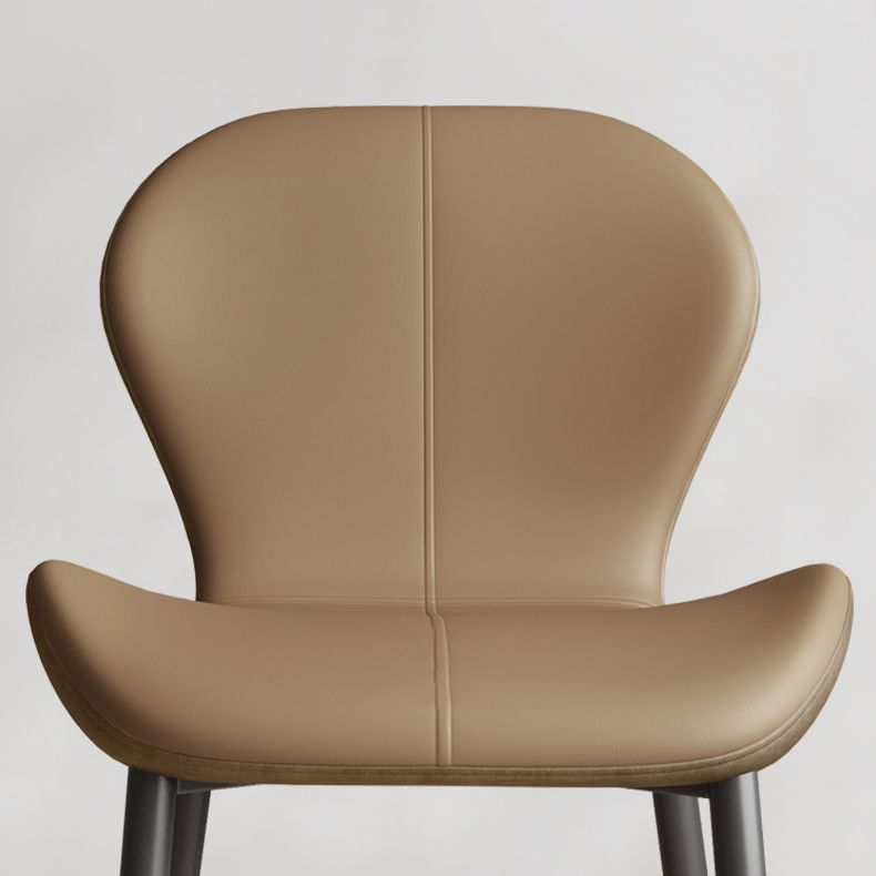 Silla lateral casera contemporánea de cuero con respaldo mate Silla de comedor