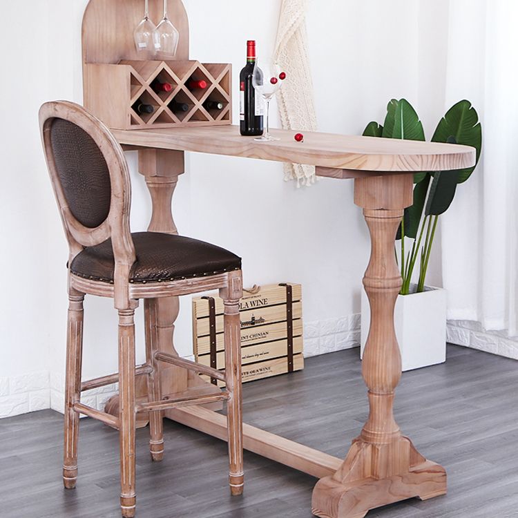 Industrial Style Bar Table Wood Specialty Top 41.3"H Bistro Table with Wine Rack