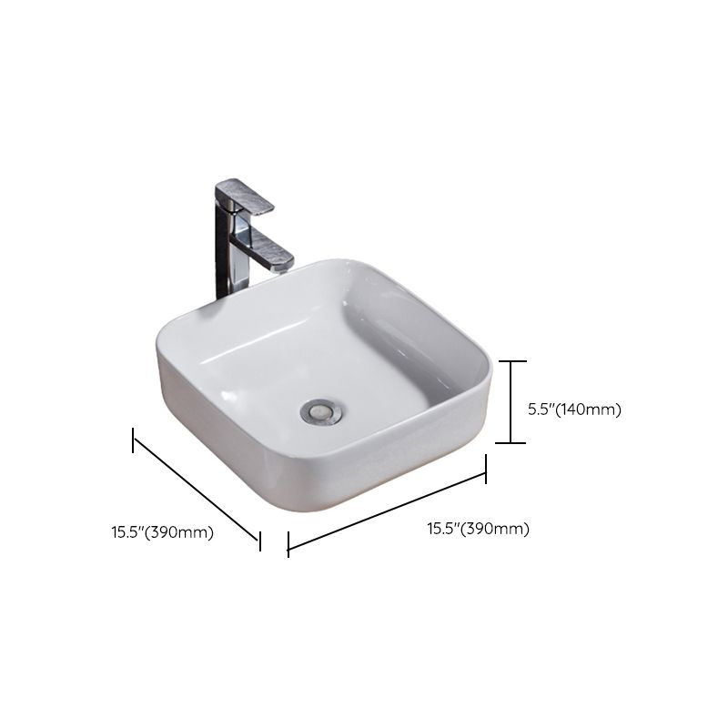 Modern Bathroom Sink Solid Color Porcelain Vessel Bathroom Sink