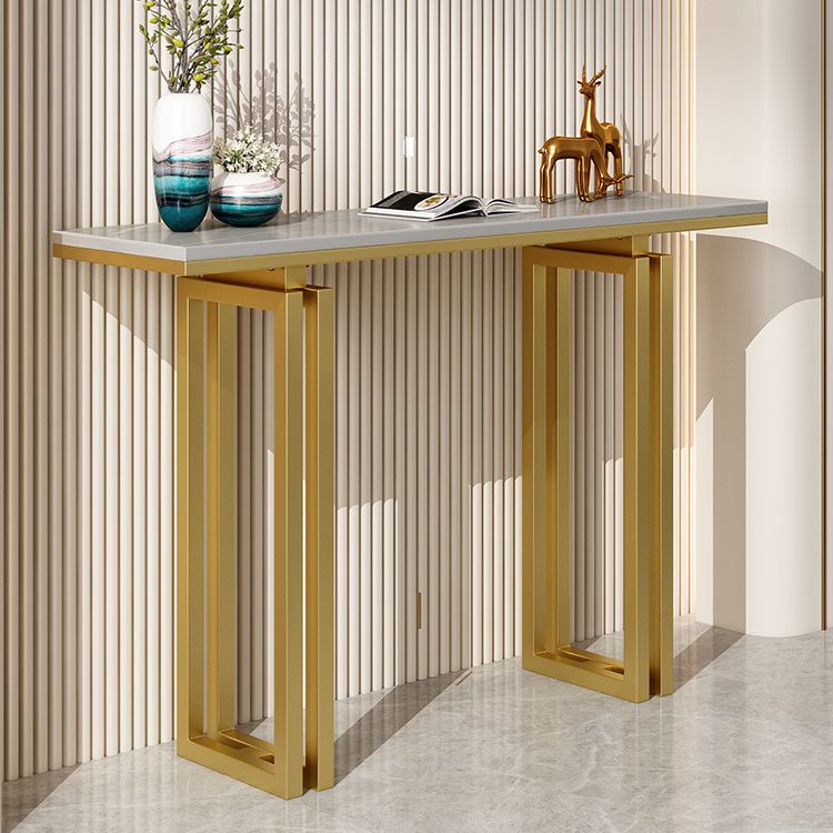 Glam Rectangle Console Accent Table Antique Finish Console Sofa Table in Stone