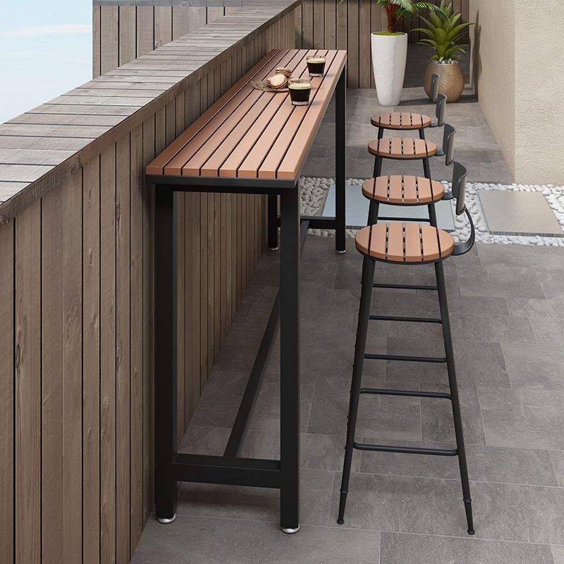 Industrial Style 1/5 Pieces Metal Bar Table Set Reclaimed Wood Bar Height Set for Outdoor