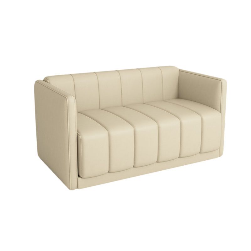 Modern Faux Leather Sofa for 2 people Sewn Pillow Back Loveseat