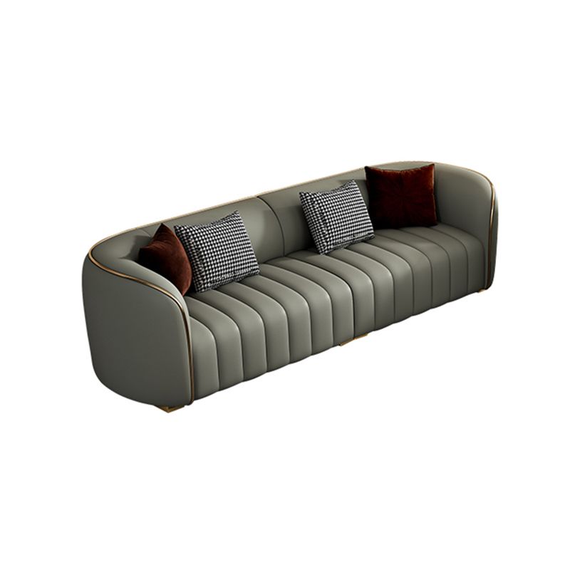 Modern Style Leather Sofa Living Room Tuxedo Arm Sofa Tight Back Seating