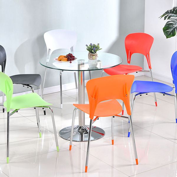 Round GlassTransparent Dining Table Simplicity Pedestal Table for Dining Room