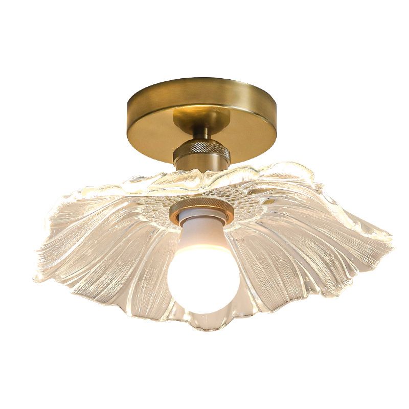 1 - Light Semi Flush Mount in Gold and Clear Glass Shade Ceiling Semi Flush