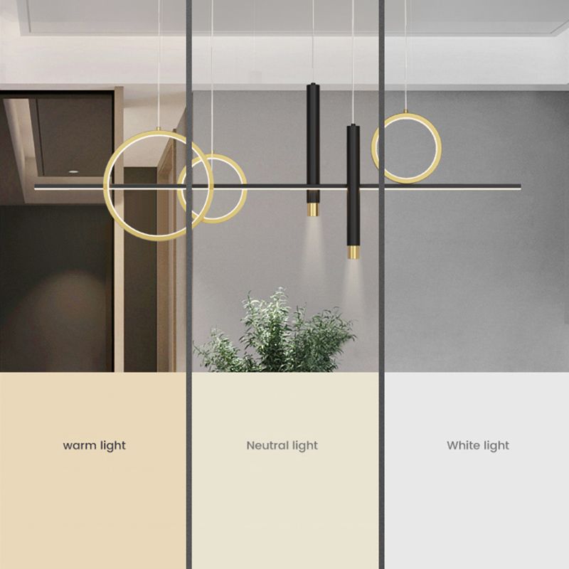 Luz de techo lineal Luz Modern Metal Island Pendants