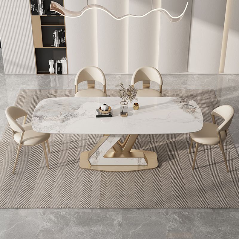 Nordic Sintered Stone Top Dining Set Rectangular 1/4/5/7/9 Pieces Dining Room Table Set