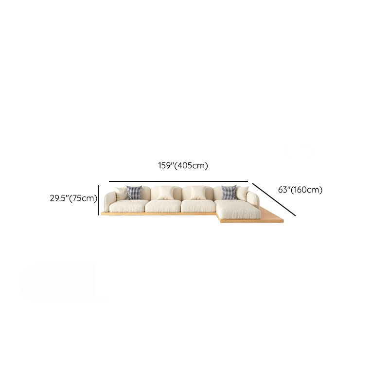 Contemporary Velvet Sectional Sofa with Pillows Back and Square Arms