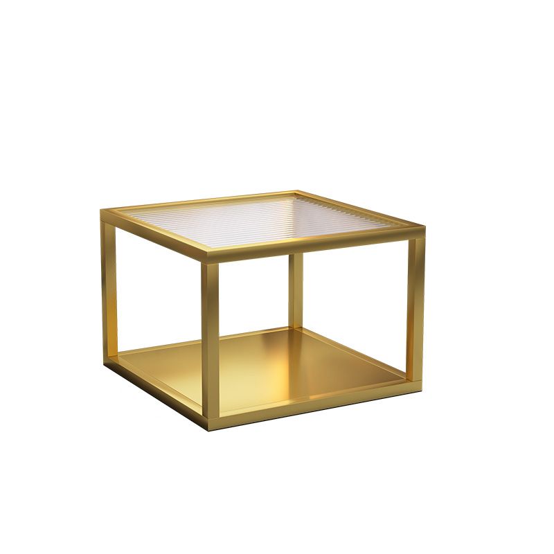 Minimalist Glass Top Coffee Table Round Open Shelf Cocktail Table