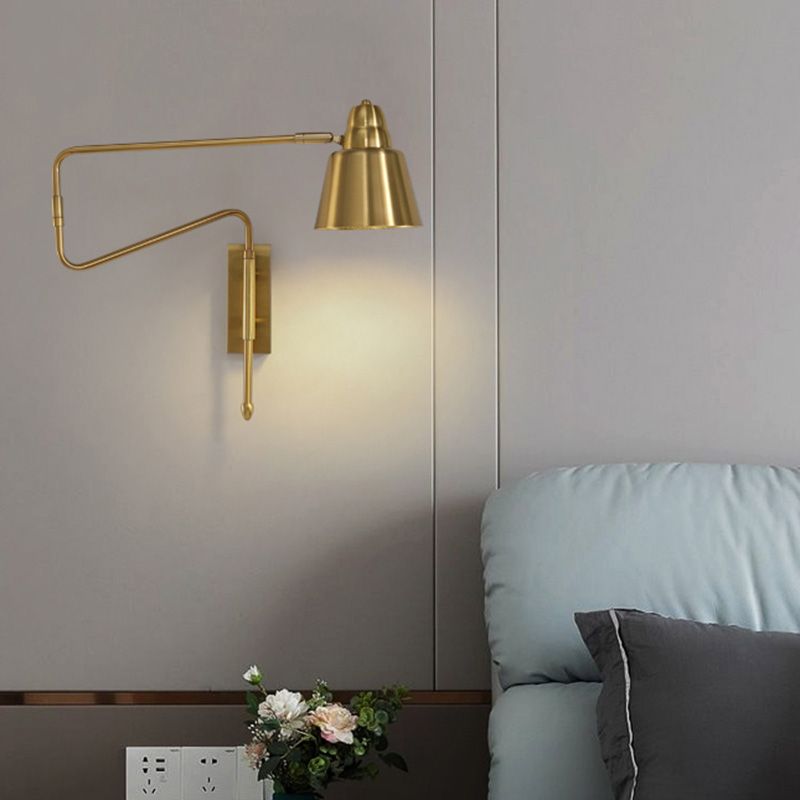 Gearceerde bedmuur gemonteerd leeslamp metaal 1 kop Noordse taakwand sconce met intrekbare arm