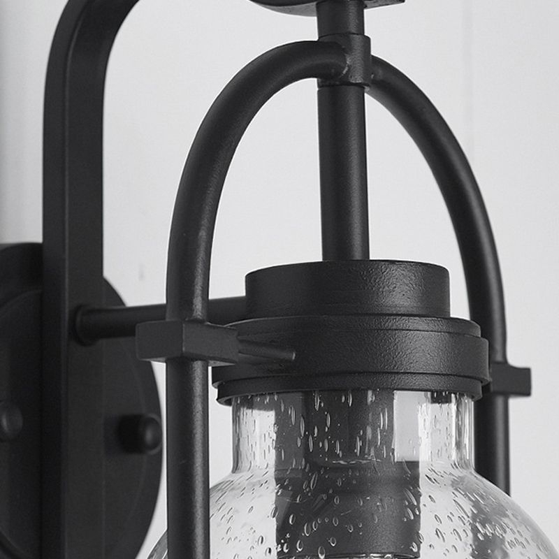 Industrial Glass Wall Light 13" High Wall Sconce in Black for Outdoors