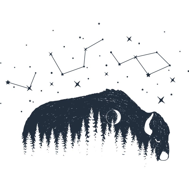 Black-White Taurus Mural Decal Moisture Resistant Wall Decor for Living Room, Custom Print