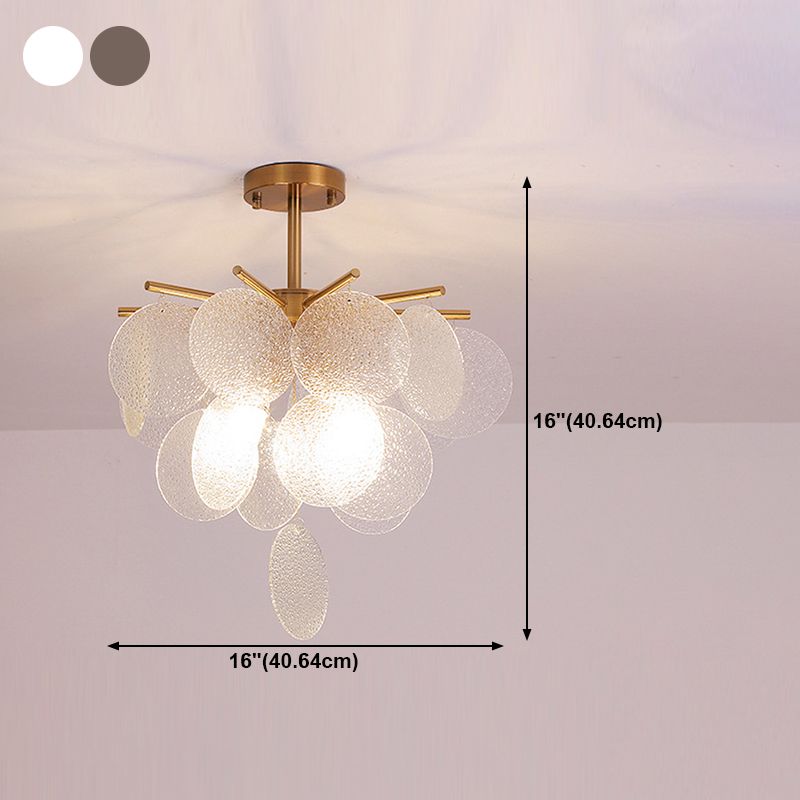 Round Shade Hanging Light Modern Style Glass Chandelier Light for Living Room