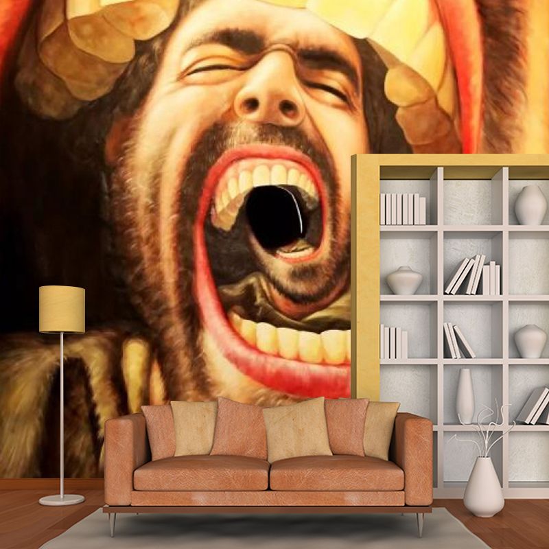 Creative Roaring Man Wall Mural Decal Red-Yellow Boys Room Wall Art, Custom Print