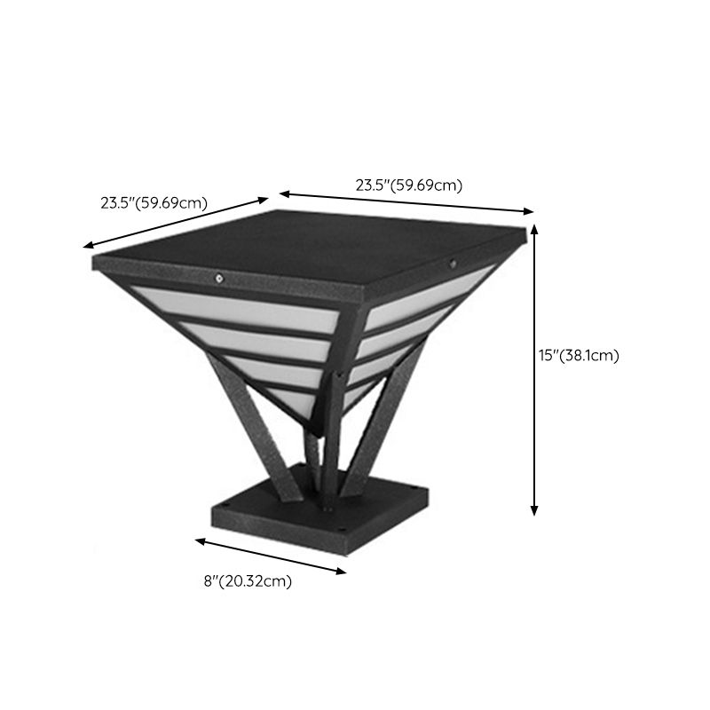 Cone Shape Metal Solar Pillar Lamp Modern 1 Light Outdoor Waterproof Light in Black