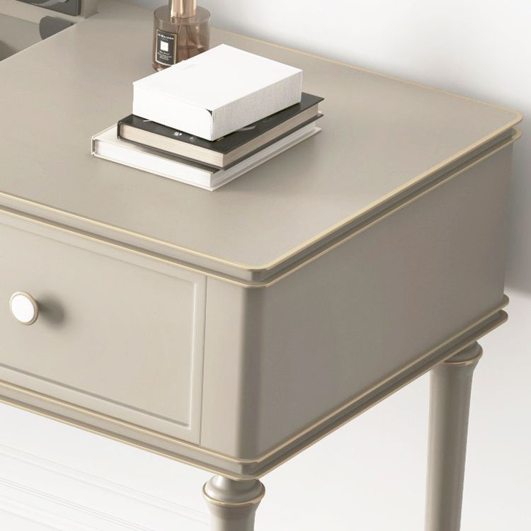Make-up Vanity Mirrored Wood Dressing Table Padded Stool Set