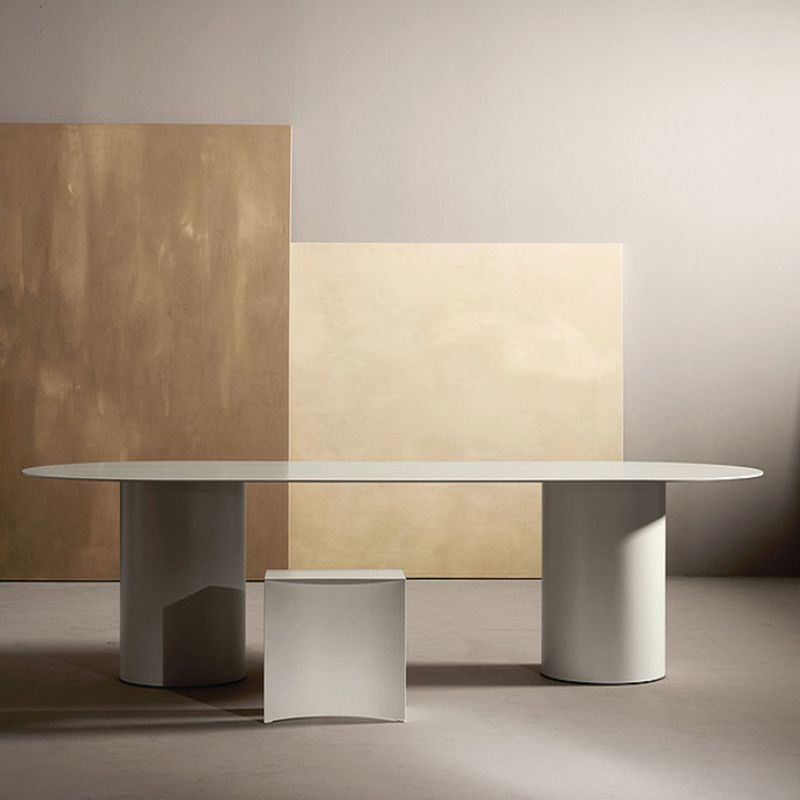 Solid Wood Contemporary Oval Dining Table Wood Top Table for Dining Room and Kitchen