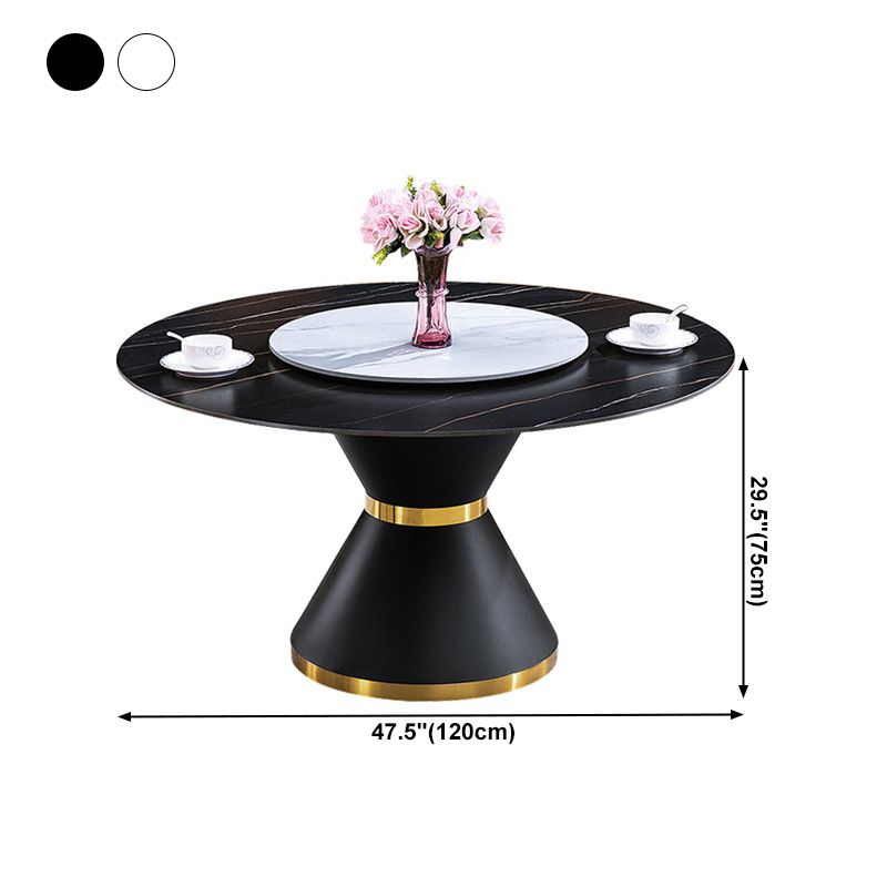 Mesa de comedor de lujo tradicional, mesa rectangular de piedra sinterizada con base de pedestal