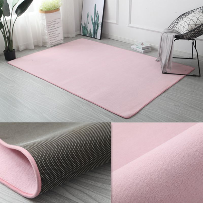 Simple Multi Color Plain Rug Polyster Relaxing Area Carpet Non-Slip Easy Care Washable Indoor Rug for Parlor