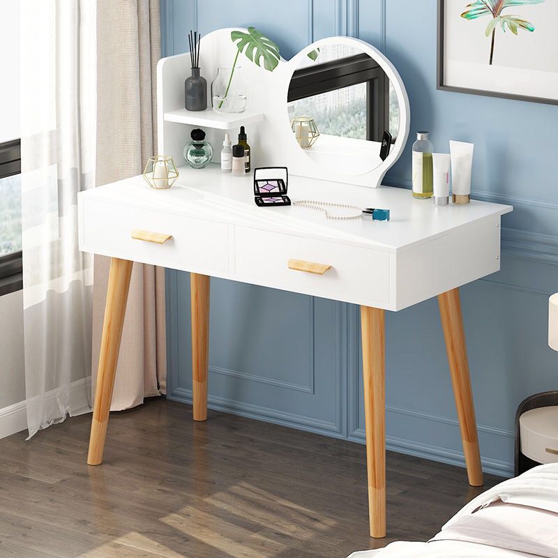 Contemporary Makeup Table With Drawers White/Blue 15.74" W x 28.93" H