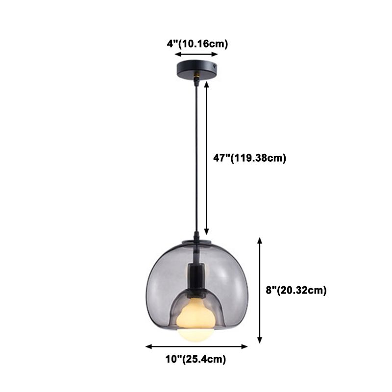 Glass Black Hanging Lamp in Modern Creative Style Lacquered Iron Globe Pendant Light for Dining Room