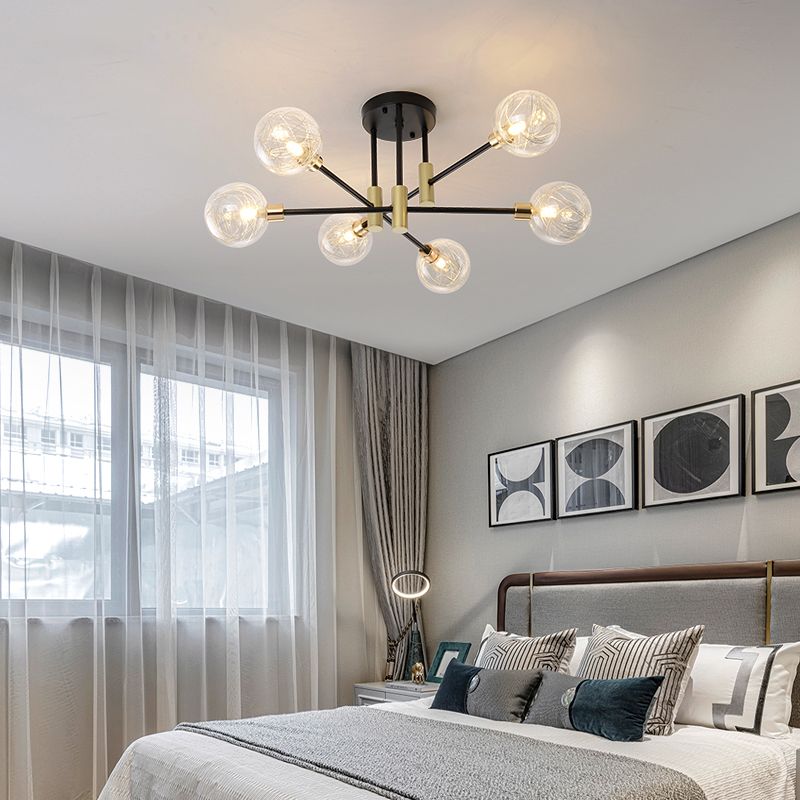 Contemporary Sphere Flush Light Fixture Glass Flush Mount Lights in Black