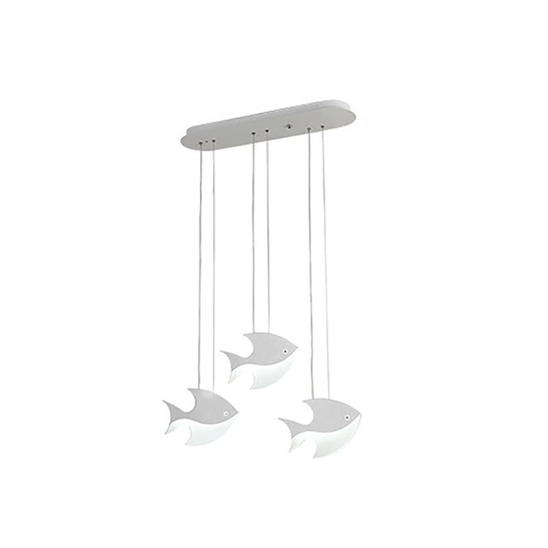 Fish Shaped LED Pendant Light Metallic Minimalist Multiple Hanging Light for Dining Room