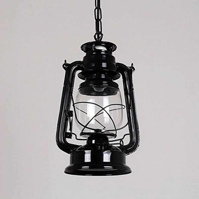 Industrial Hanging Light Fixture Metal 1 Light Indoor Pendants Light with Clear Glass Shade