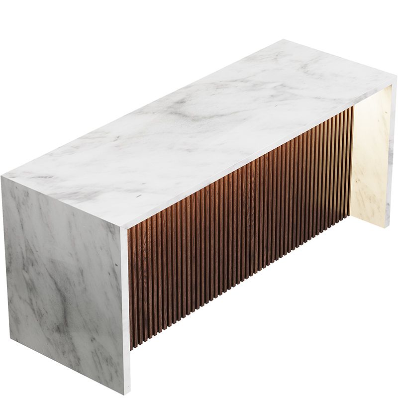 White Marble Rectangle Counter Table Glam Indoor Bar Dining Table