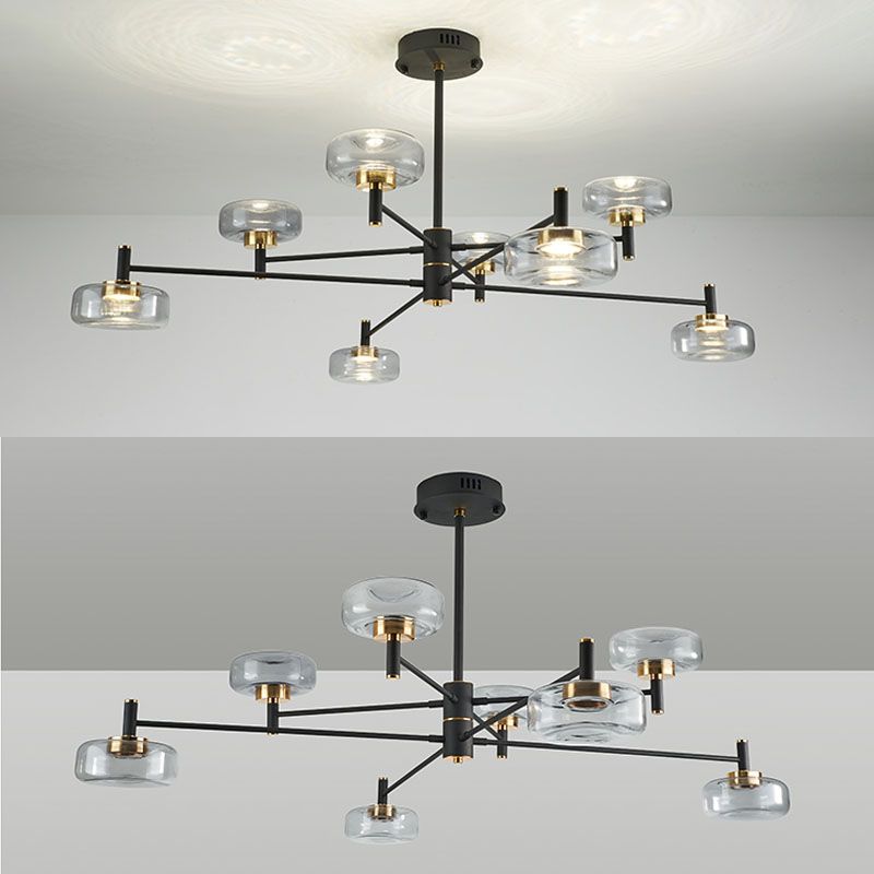 Modern Black Sputnik Chandelier Light Fixtures Aluminum Hanging Lamp for Living Room