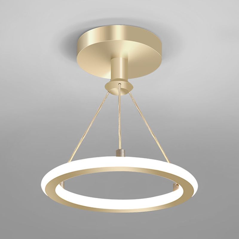 Circle Semi Flush Mount Light Metal Modern Flush Mount Ceiling Light Fixtures for Hallway