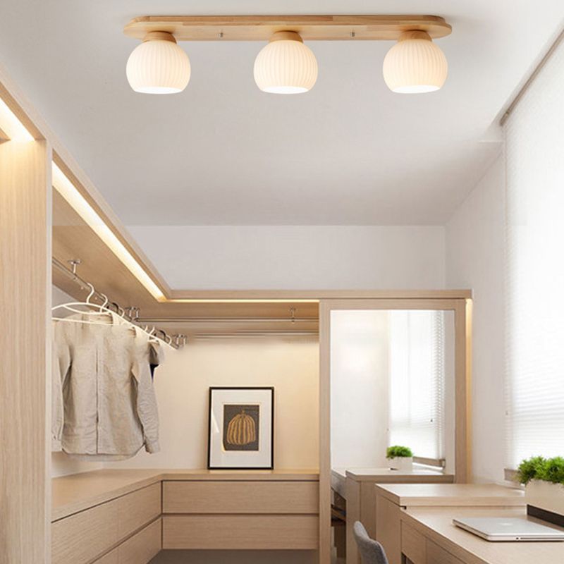 Drum Shape Glass Flush Ceiling Light Modern Multi Lights Flush Mount Light Fixture