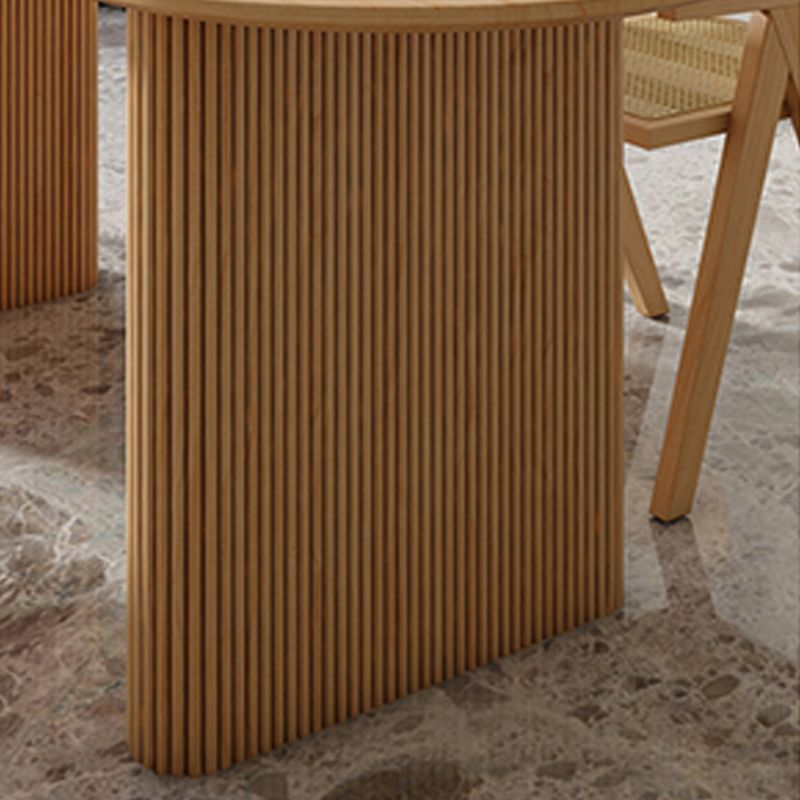 Modern Dining Table Wooden Oval Table with Wooden Legs for Home Use