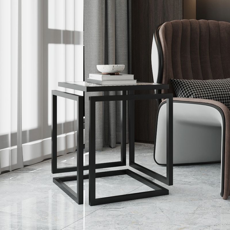 17.72" Tall Contemporary Side End Table Metal Frame Sofa Side Accent Table