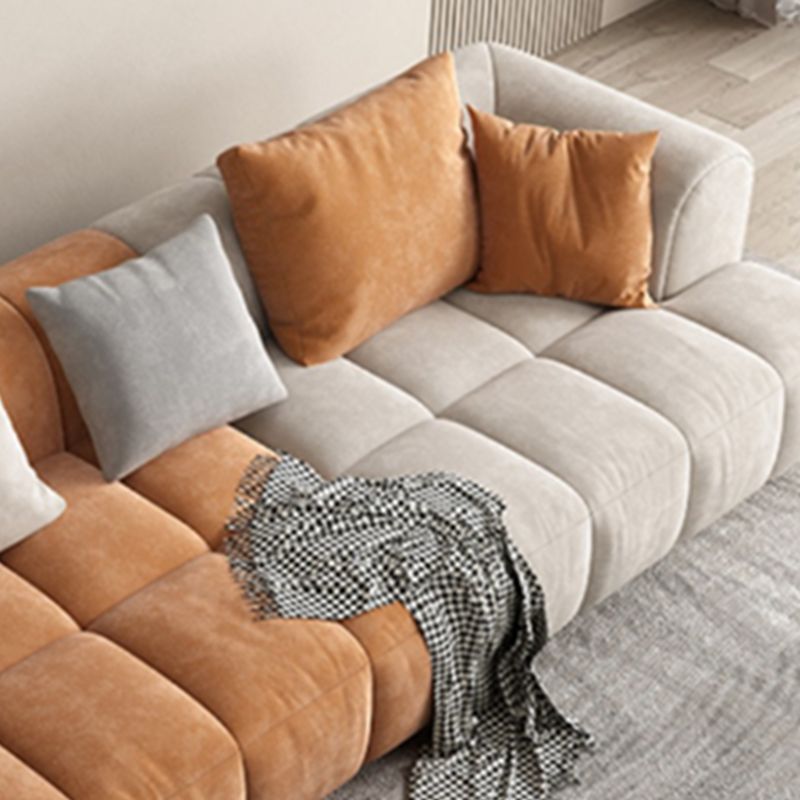Modern Style Sofa Suede Material Embedded Armrest Cushion Back Sofa Bed