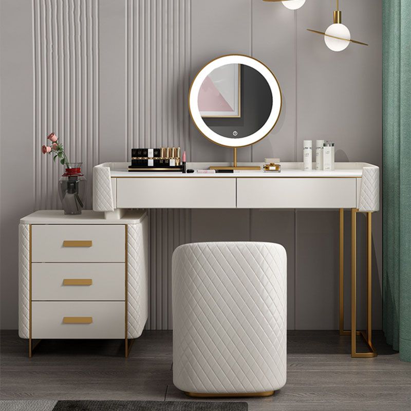 Glam Wooden Vanity Makeup Table Set 5-Drawers Dressing Table