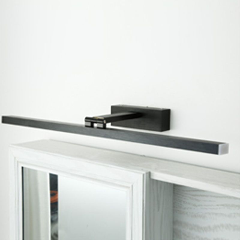 Metal Linear Shade Swing Arm Wall Light Modern 1 Head Wall Mount Fixture in Black