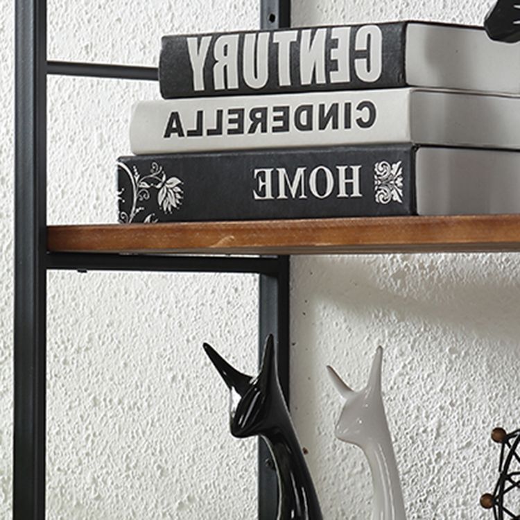 Wall Mounted Industrial Bookshelf Iron Frame Pine Wood Bookshelf for Bedroom