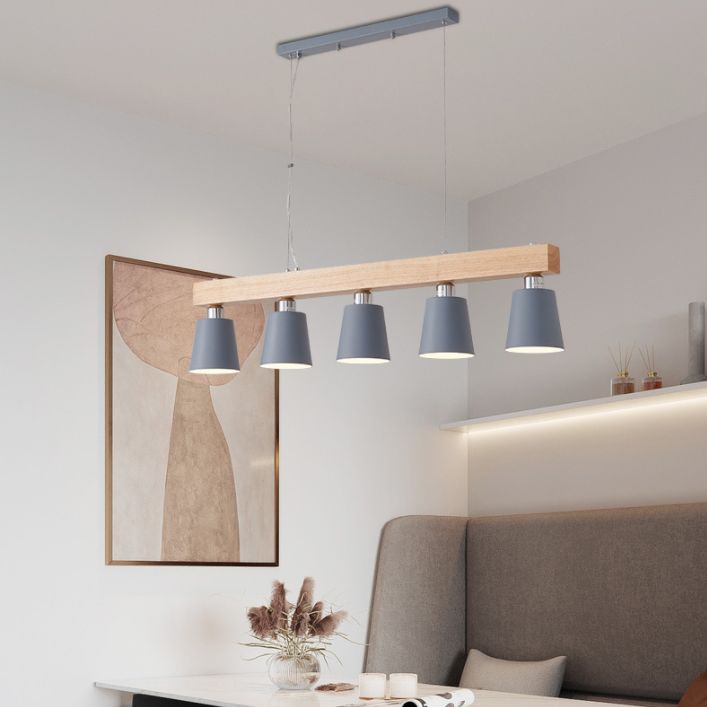 Apparecchi di illuminazione per isola moderna del soffitto lineare in legno per sala da pranzo